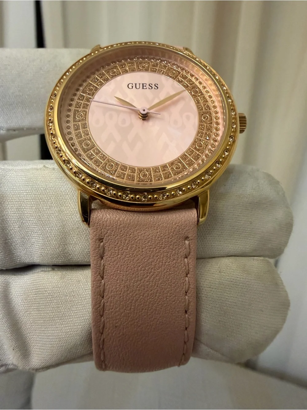 Guess Sparkling Pink Breast Cancer Awareness Ladies Watch W0032L7